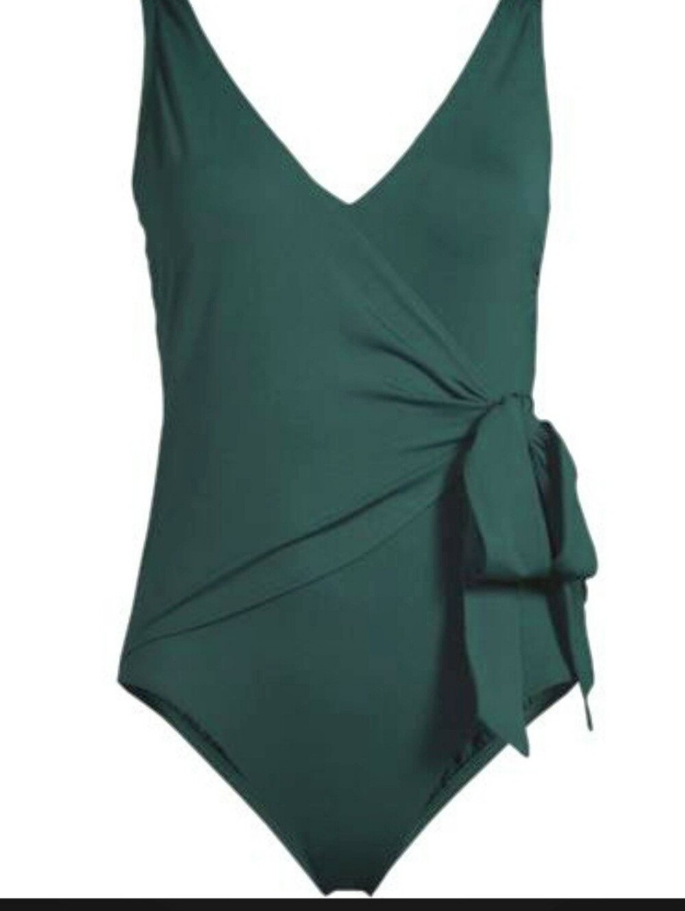 NWT, Land's End Green Side Tie Waist Wrap One-Piece Swimsuit
